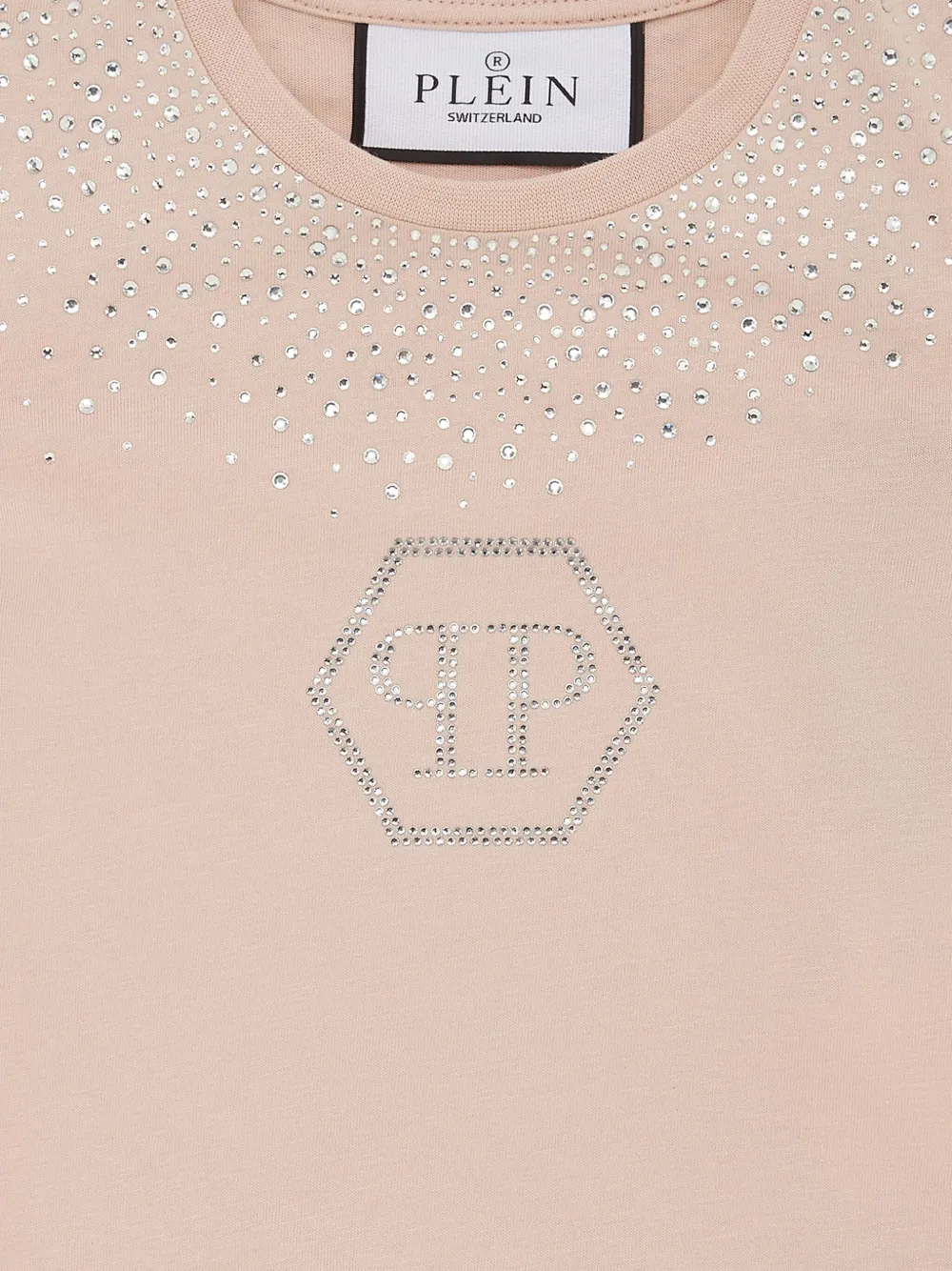 Philipp Plein Strass Hexagon cropped T-shirt Roze