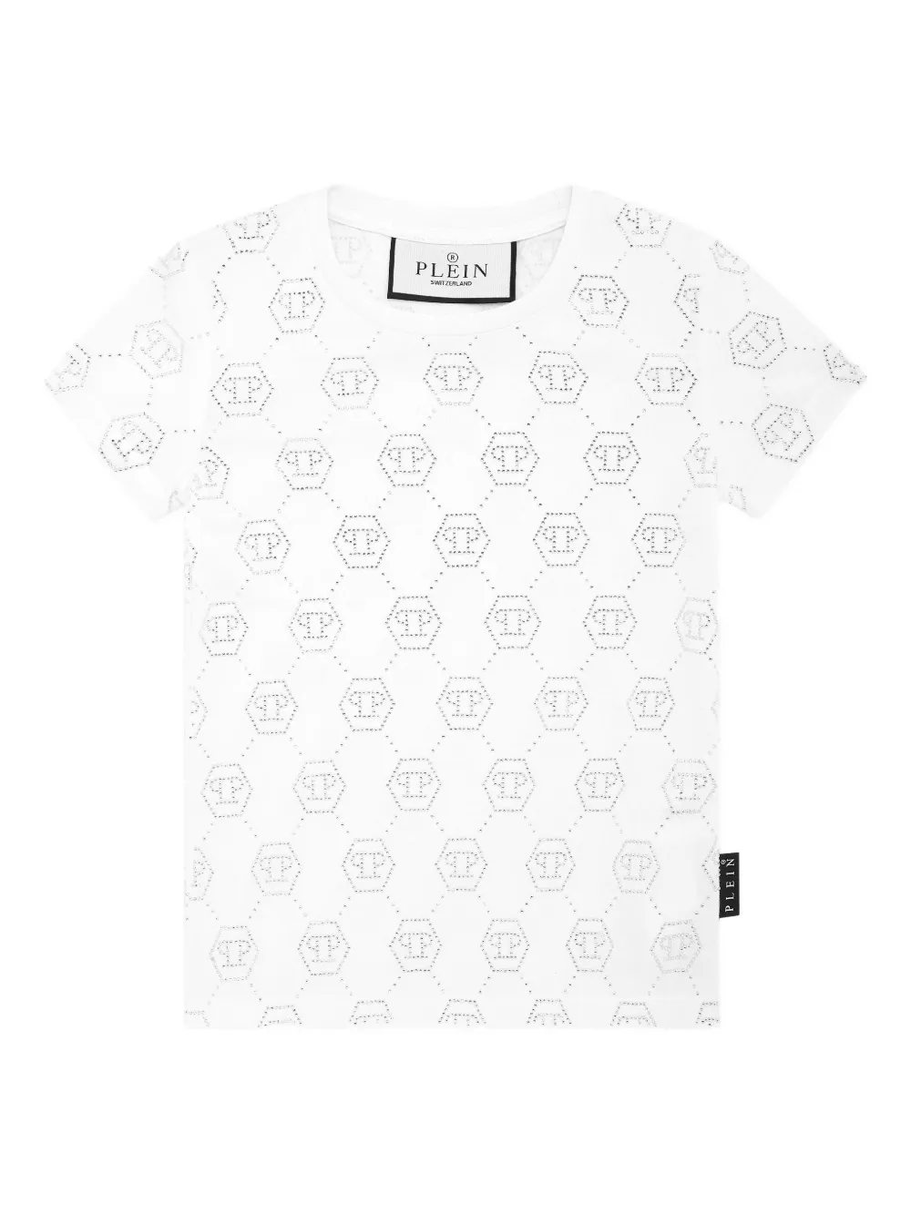 Philipp Plein Pure Monogram Strass T-shirt Wit