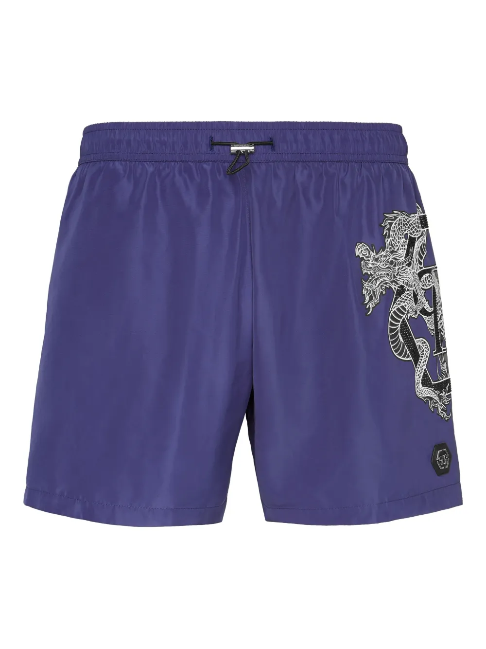 Philipp Plein ドラゴンプリント トランクス水着 - ブルー Philipp Plein ドラゴンプリント トランクス水着 - ブルー