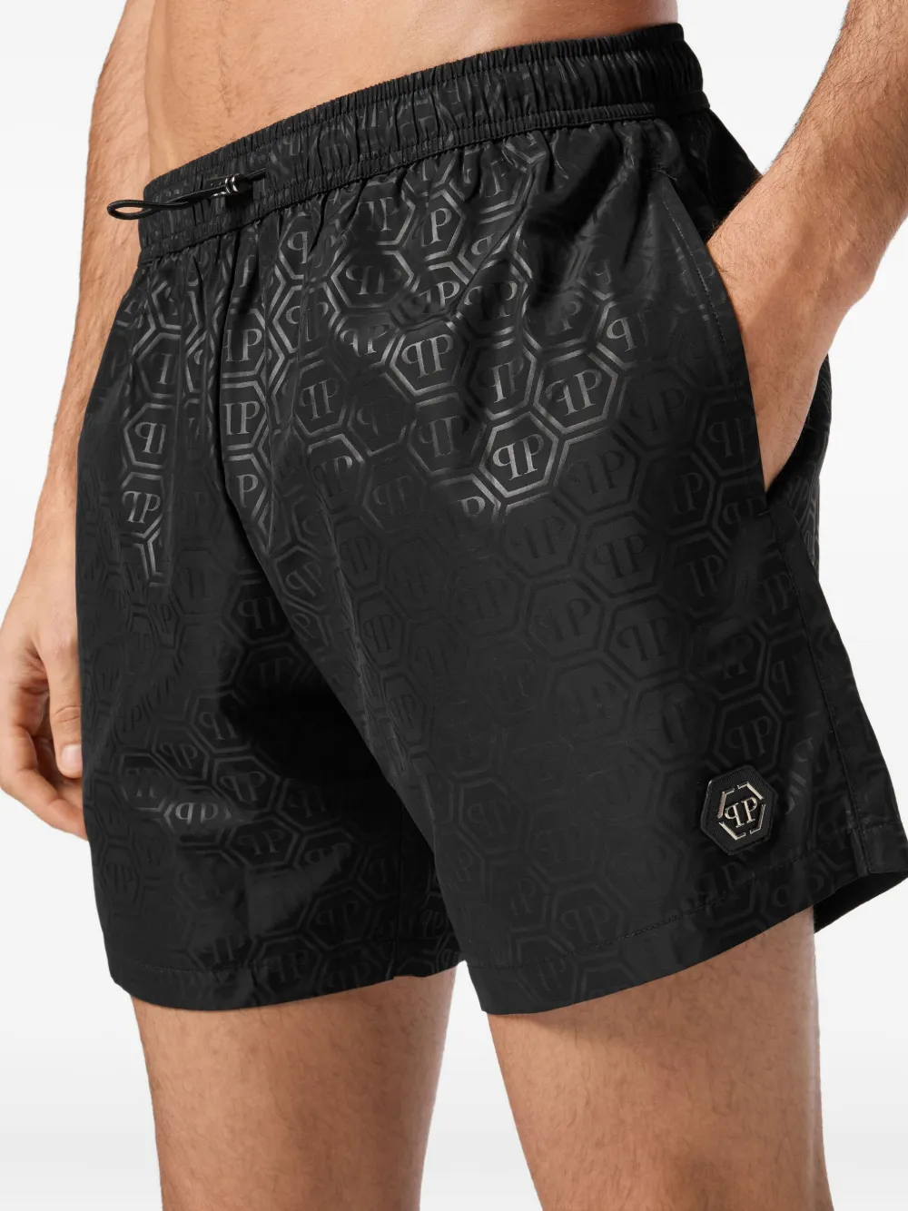 Philipp Plein badbyxor med präglad logotyp | Badshorts | Image 2