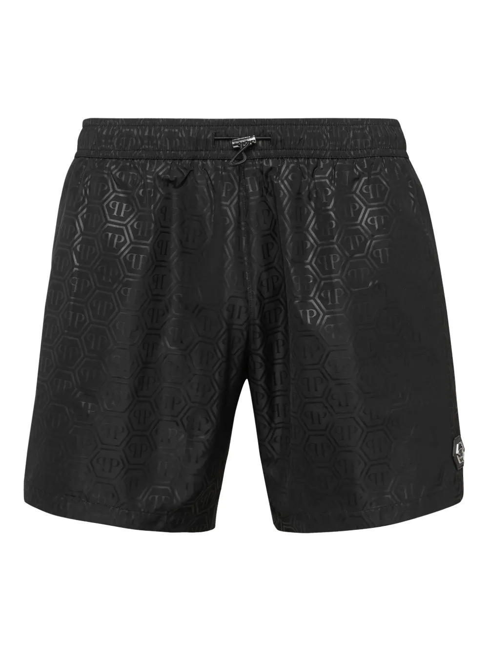 Philipp Plein エンボスロゴ トランクス水着 - ブラック Philipp Plein エンボスロゴ トランクス水着 - ブラック