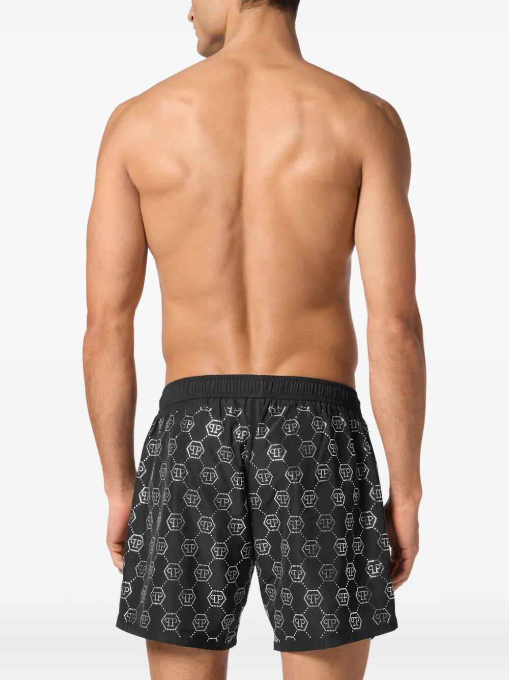 Philipp Plein Zwembroek met kristallen monogram Zwart
