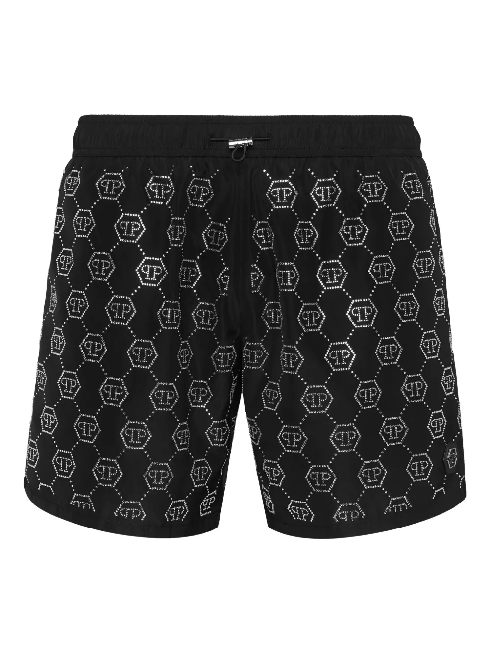 Philipp Plein クリスタルモノグラム トランクス水着 - ブラック Philipp Plein クリスタルモノグラム トランクス水着 - ブラック