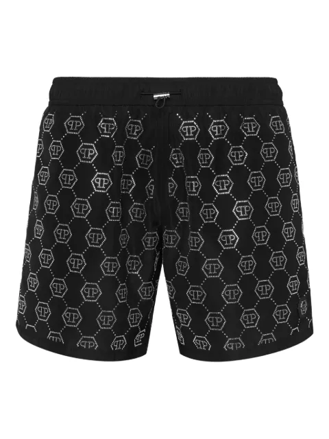 Philipp Plein شورت سباحة بمونوغرام كريستال