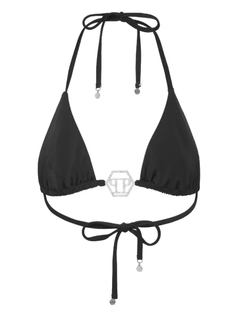 Philipp Plein Crystal Hexagon triangle bikini top