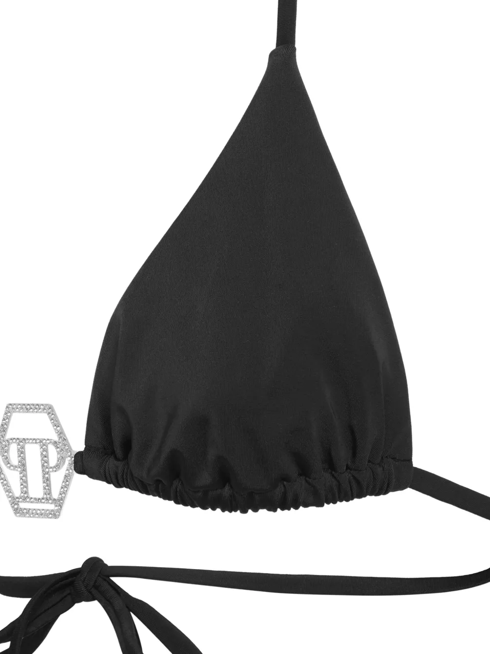 Philipp Plein Crystal Hexagon triangel bikinitop Zwart