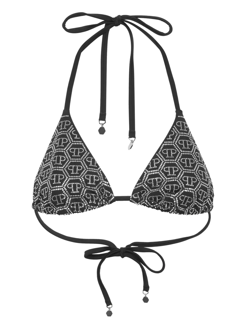 PHILIPP PLEIN RHINESTONE-EMBELLISHED TRIANGLE BIKINI TOP