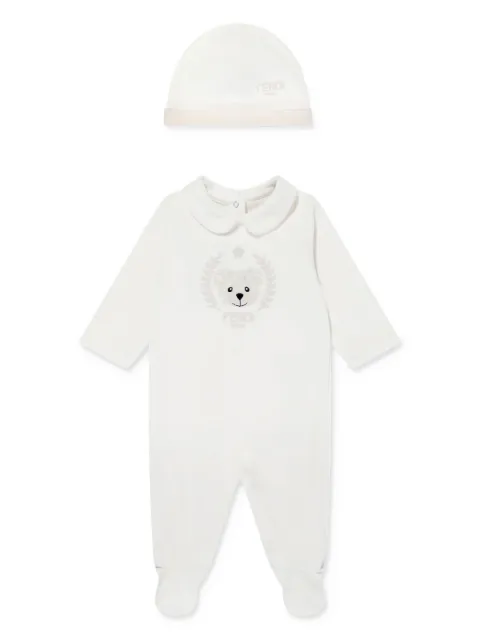 Fendi Kids teddy bear-embroidered babygrow set