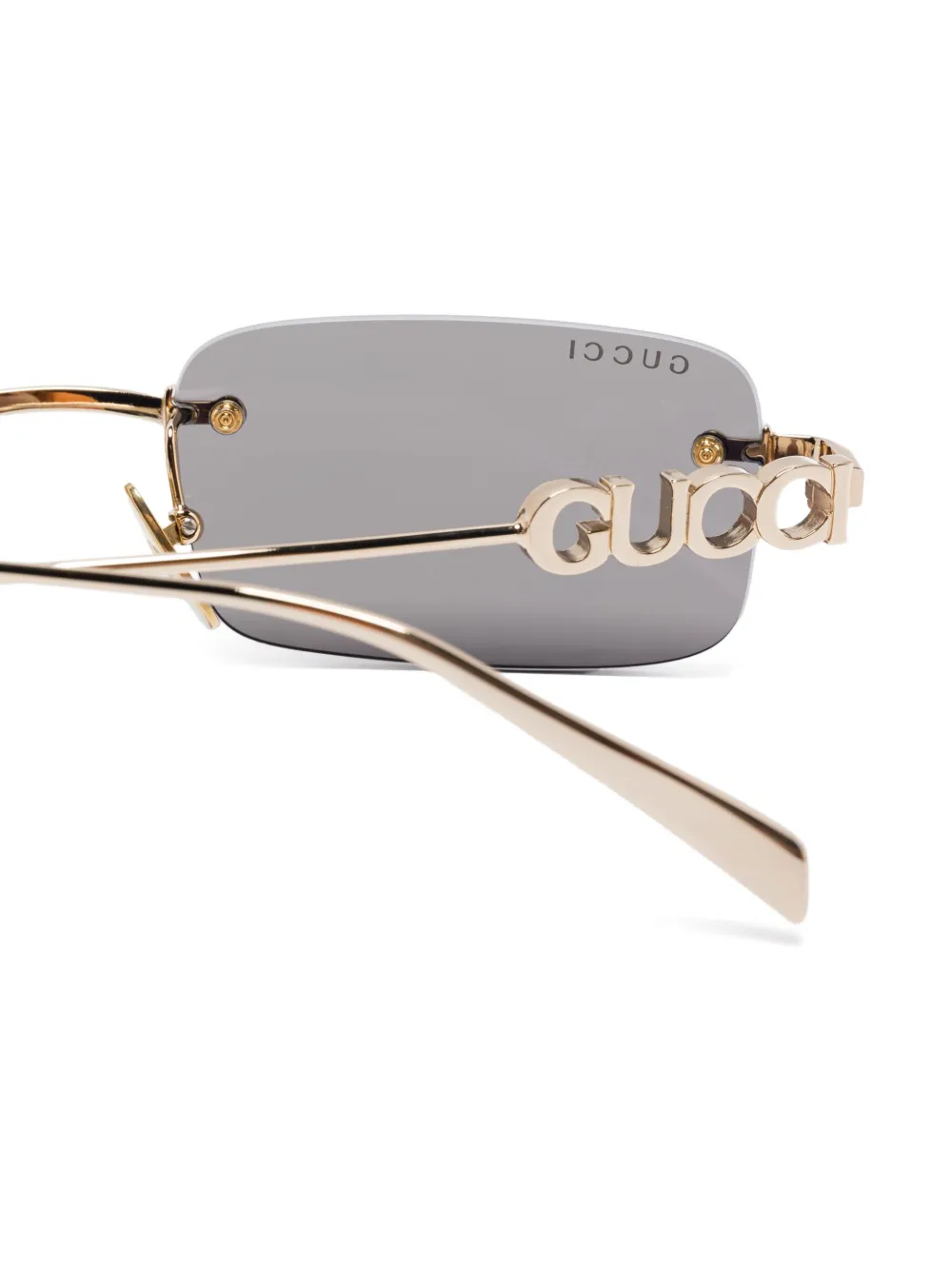Gucci Eyewear Zonnebril met rechthoekig montuur Goud