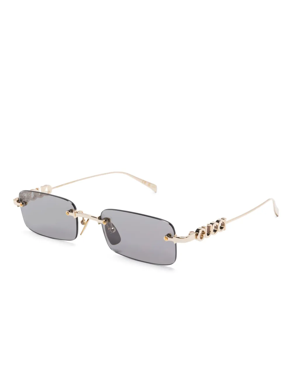 Gucci Eyewear Zonnebril met rechthoekig montuur - Goud