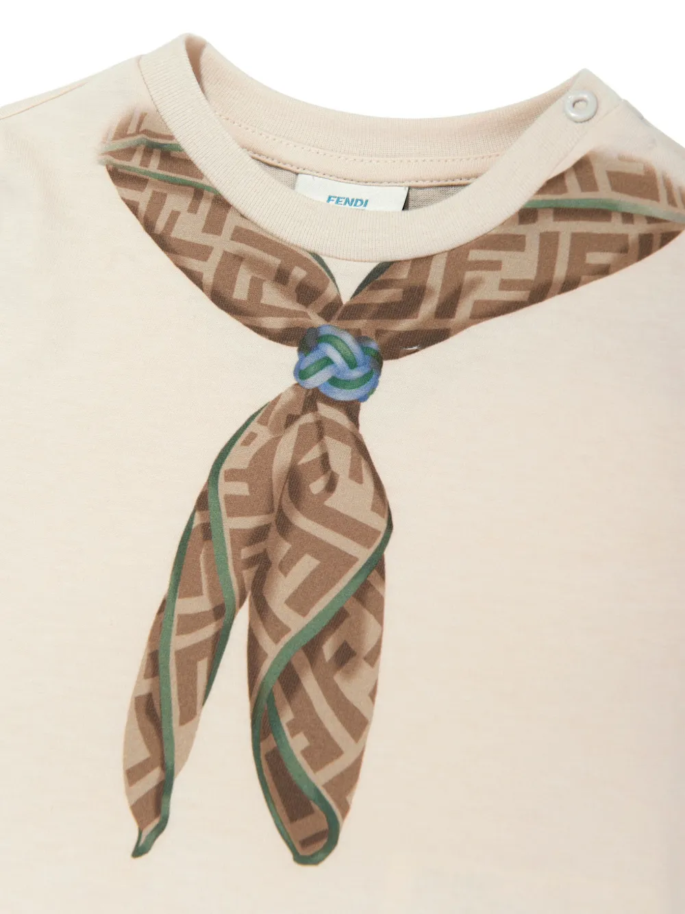 Fendi Kids T-shirt met sjaalprint Beige