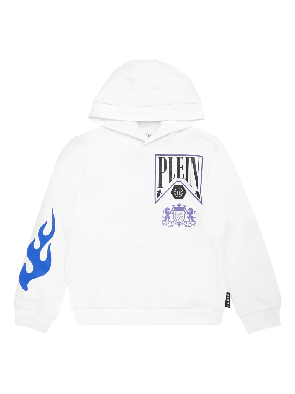 Philipp Plein Strass Flame Racing hoodie Wit