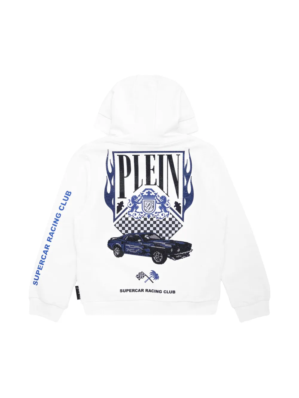 Philipp Plein Strass Flame Racing hoodie - Wit