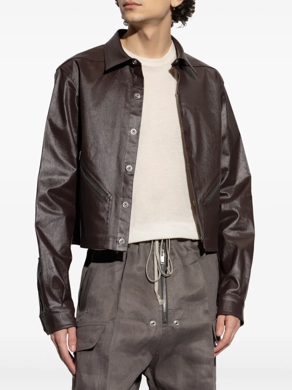 Rick Owens Leren jack Bruin