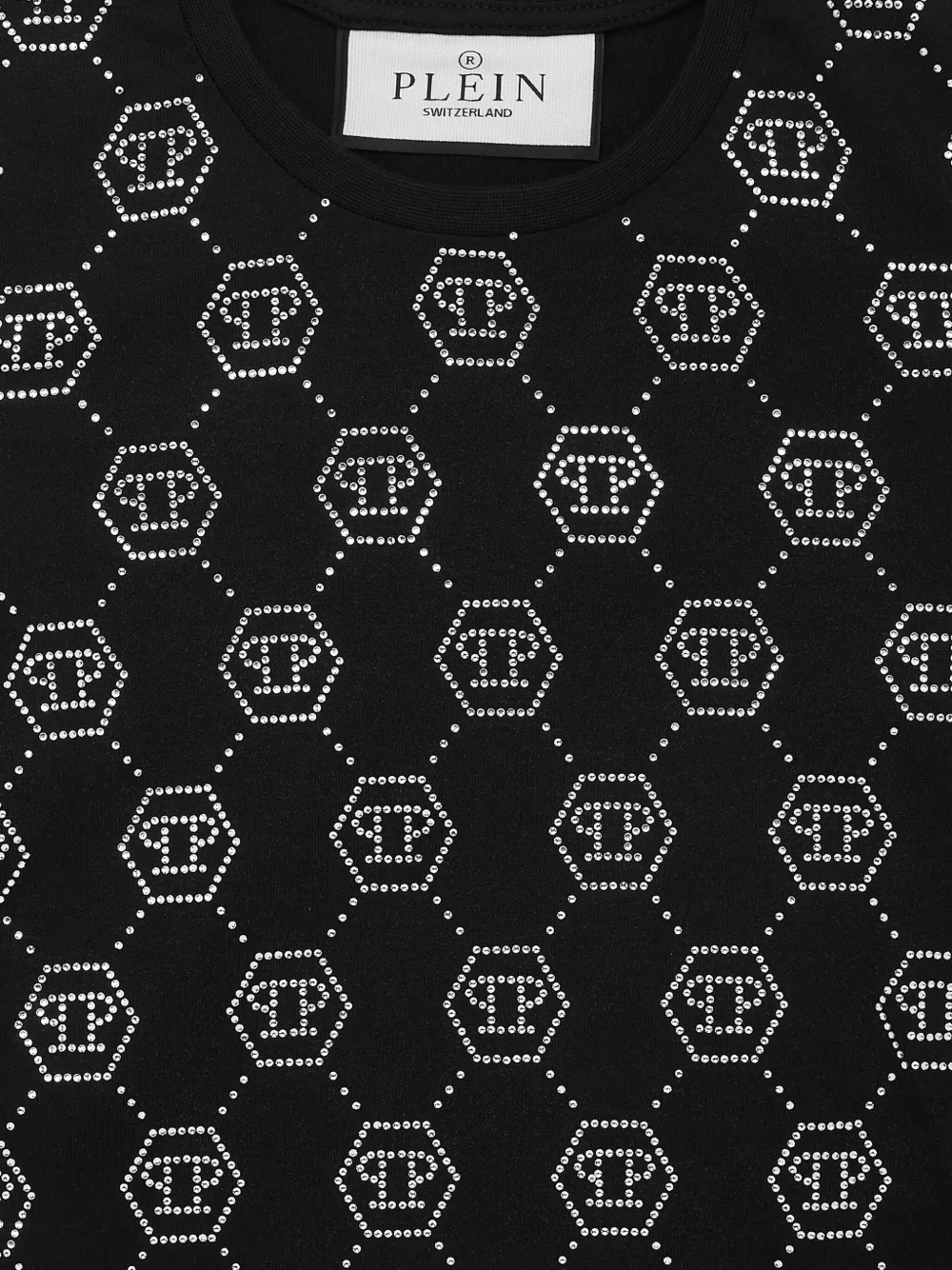 Philipp Plein Pure Monogram Strass T-shirt Zwart