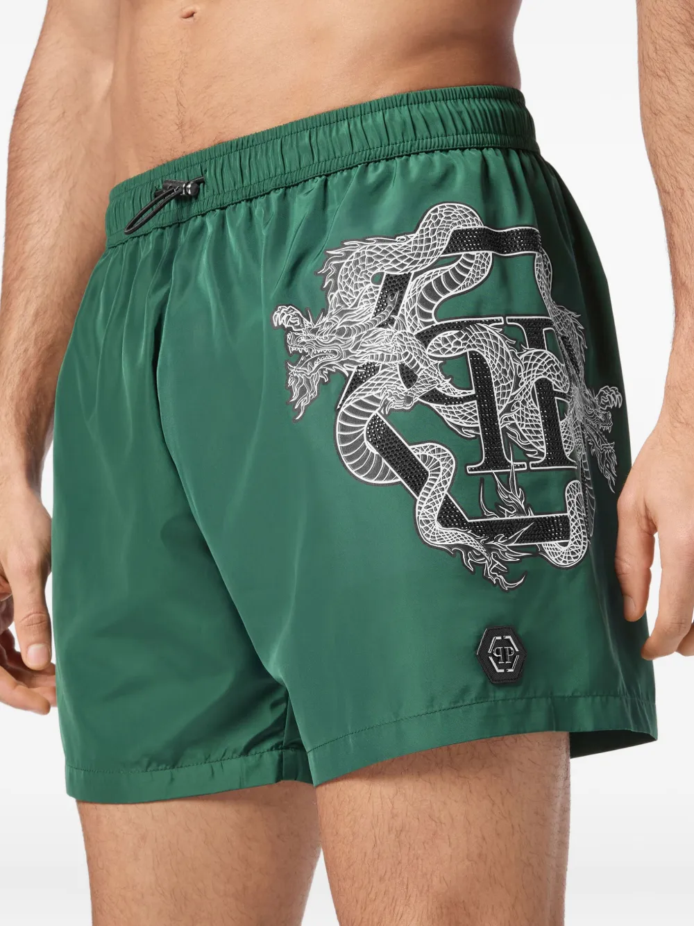 Philipp Plein Zwembroek met print Groen