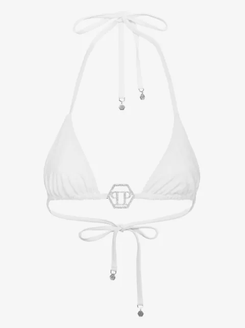 Philipp Plein Crystal Hexagon triangle bikini top