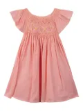 Tartine Et Chocolat smocked flutter-sleeve dress - Pink