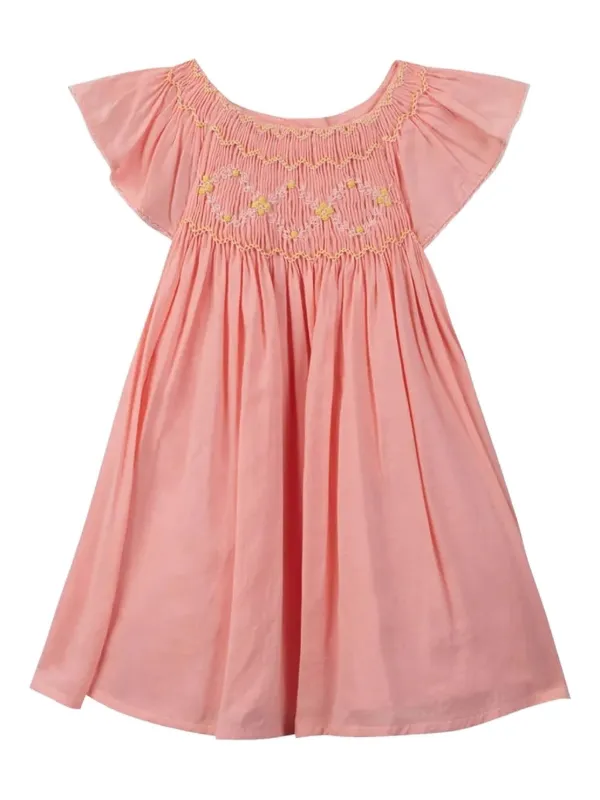 tartine et chocolat pink dress Dress - Pink cotton embroidery flowers girl