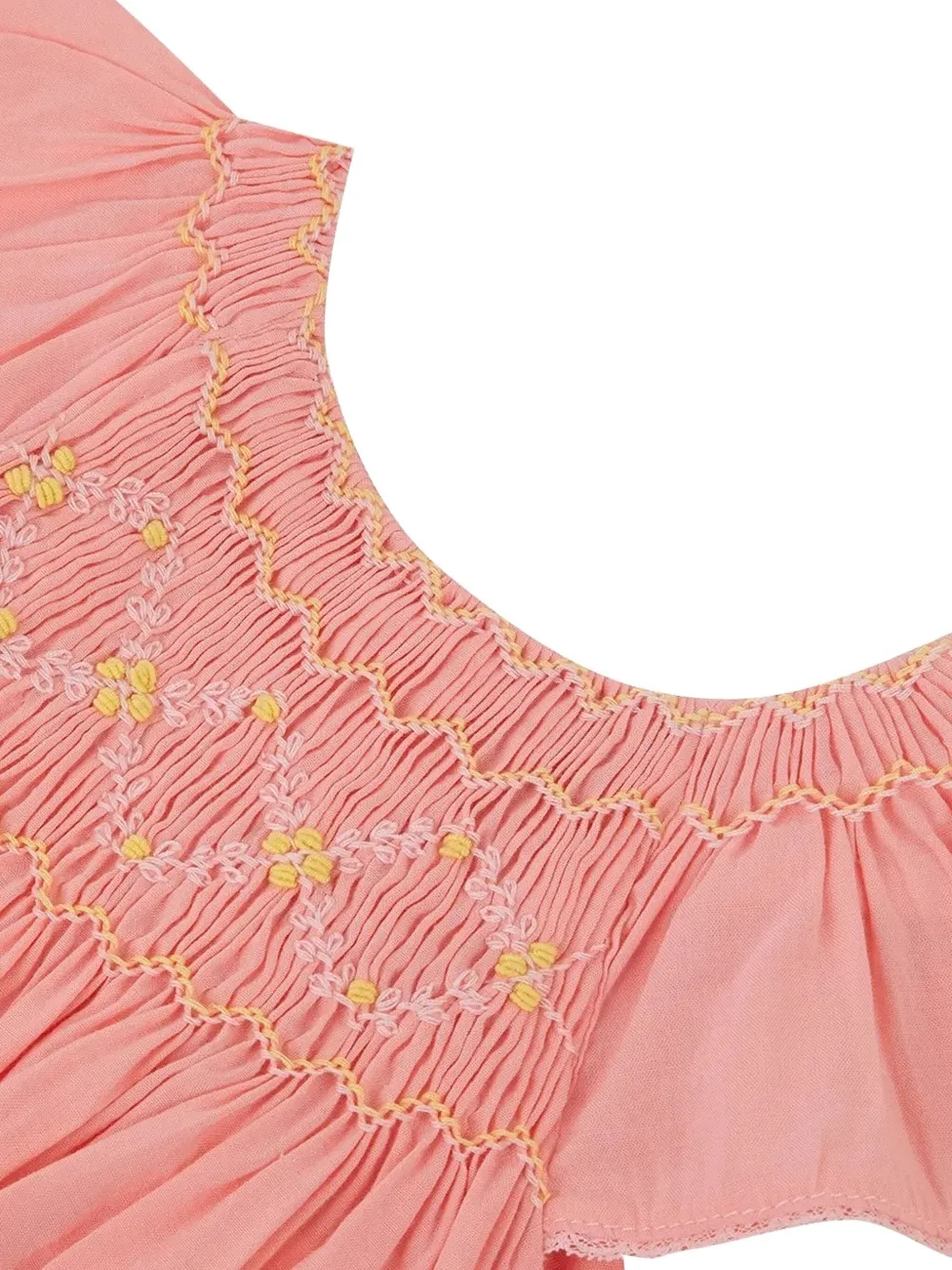 Tartine Et Chocolat Smocked Flutter-sleeve Dress In Pink