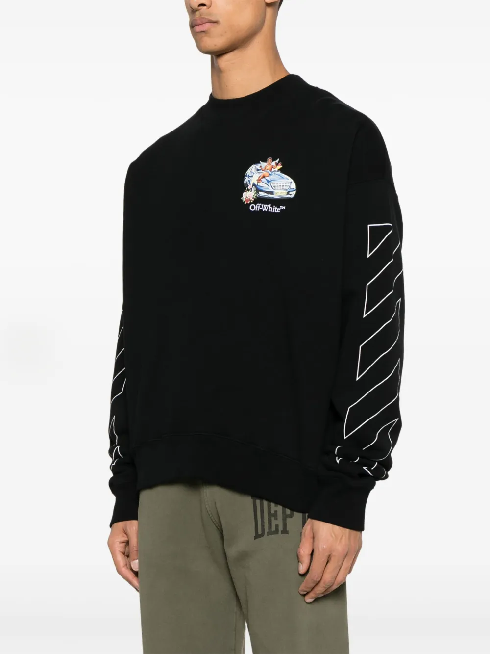 Off-White Sweater met geborduurd logo Zwart