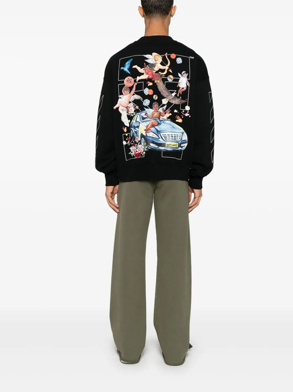 Off-White logo-embroidered sweatshirt - Zwart