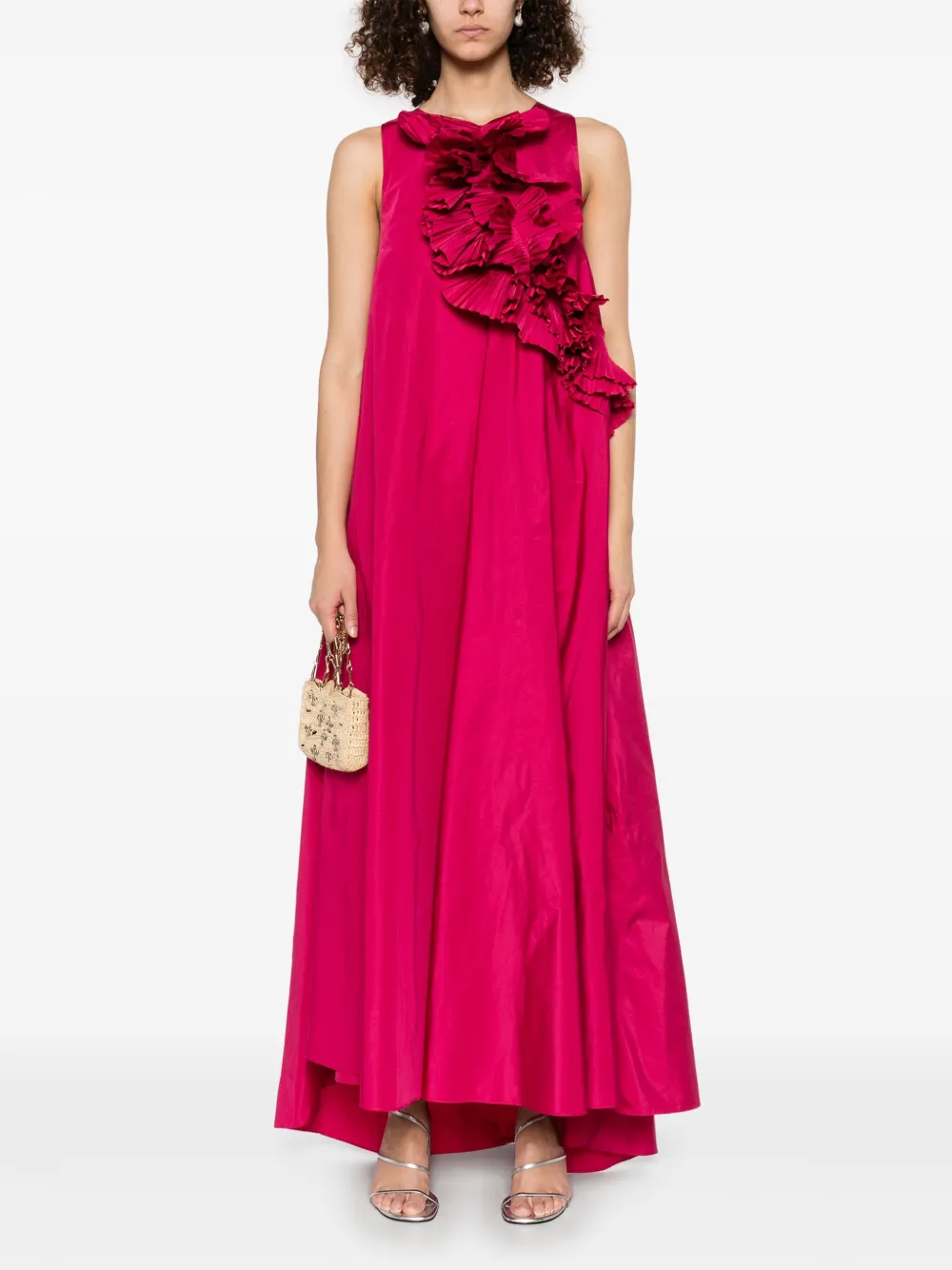 Shop P.a.r.o.s.h Ruffled-detail Maxi Dress In Pink