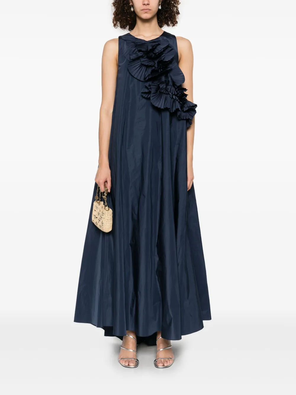 P.A.R.O.S.H. ruffled-detail maxi dress - Blauw