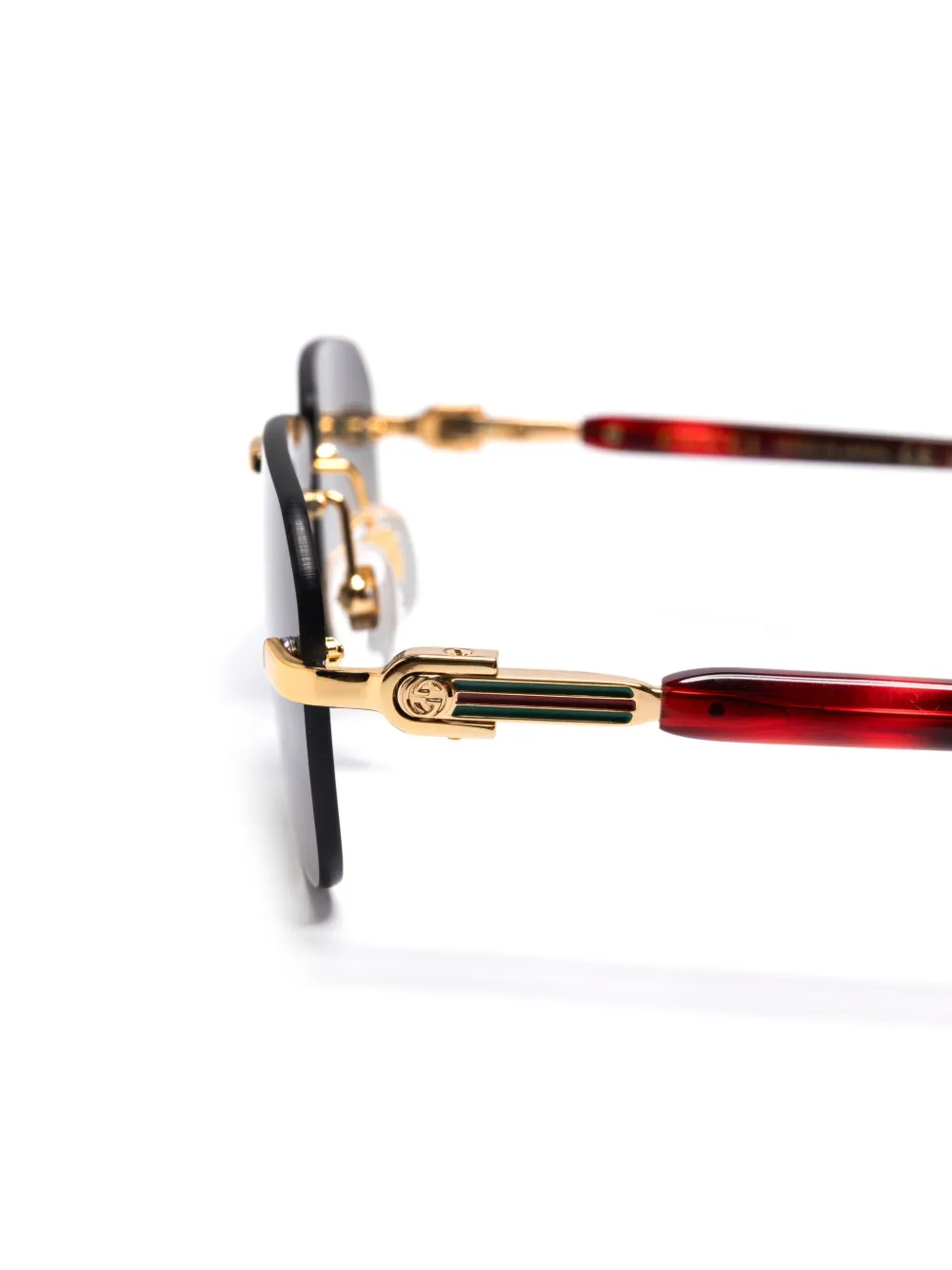 Gucci Eyewear Zonnebril met rechthoekig montuur Goud