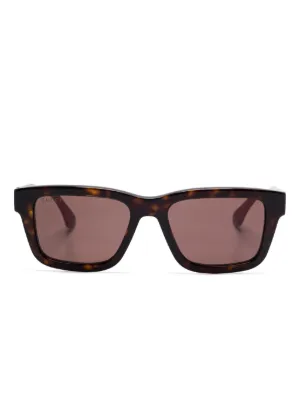 Gucci Eyewear スクエアフレーム サングラス | ブラウン | FARFETCH JP
