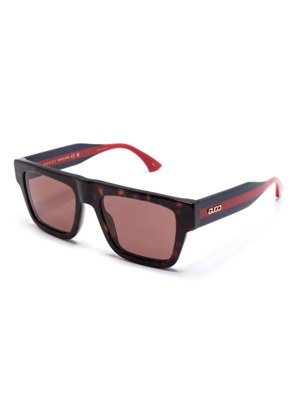 Gucci Eyewear スクエアフレーム サングラス | ブラウン | FARFETCH JP