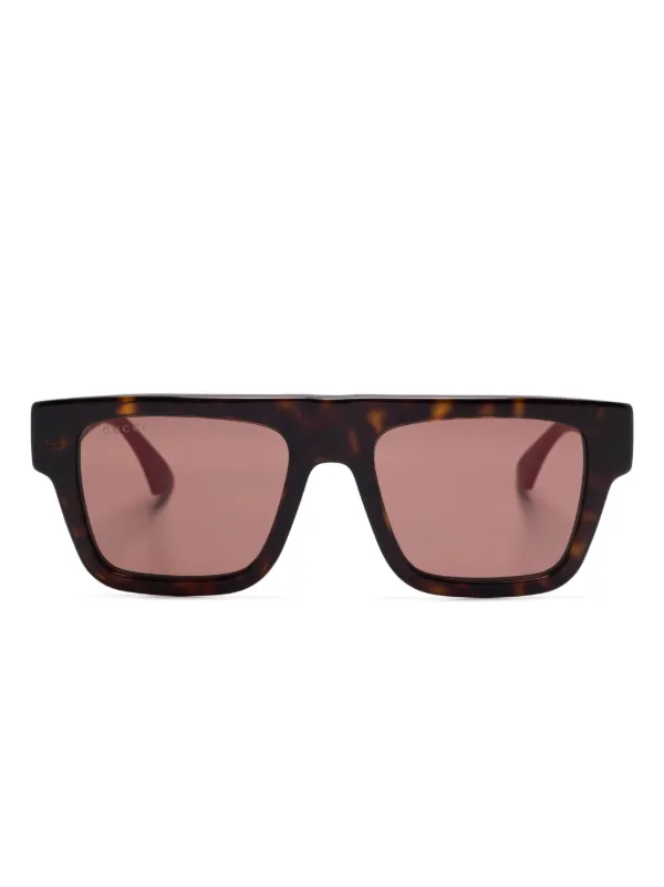 Gucci Eyewear スクエアフレーム サングラス | ブラウン | FARFETCH JP