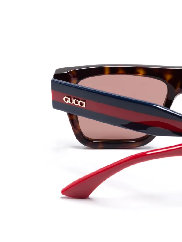 Gucci Eyewear スクエアフレーム サングラス | ブラウン | FARFETCH JP