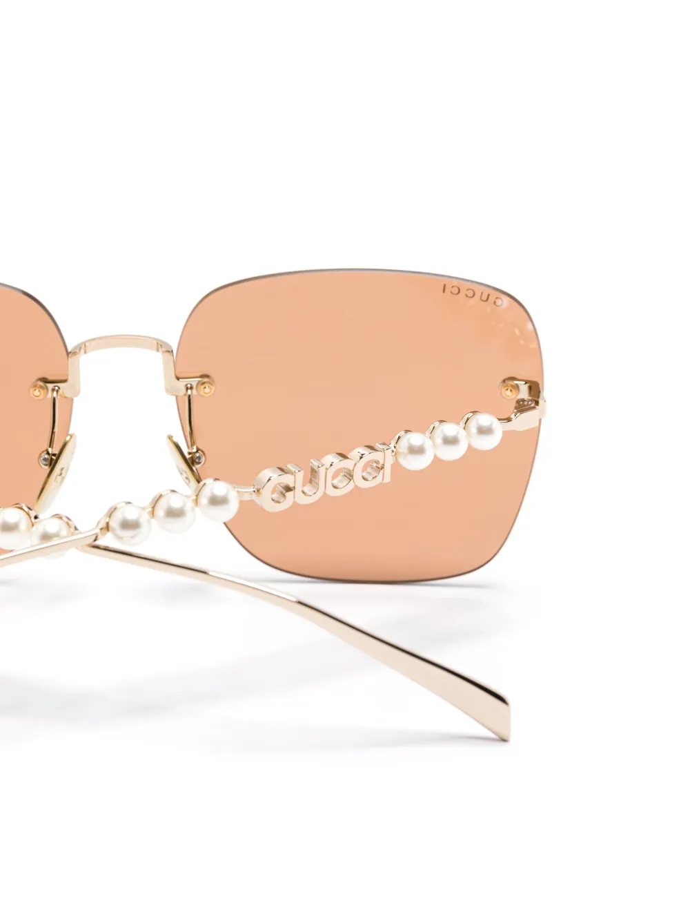 Gucci Eyewear Zonnebril met vierkant montuur Goud