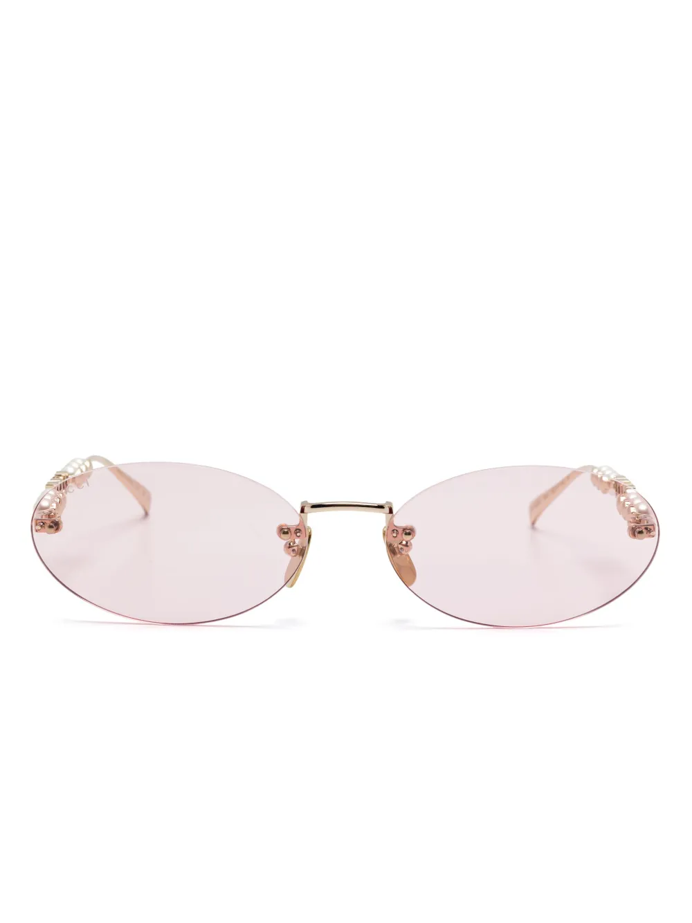 Gucci Eyewear Zonnebril met ovalen montuur Goud