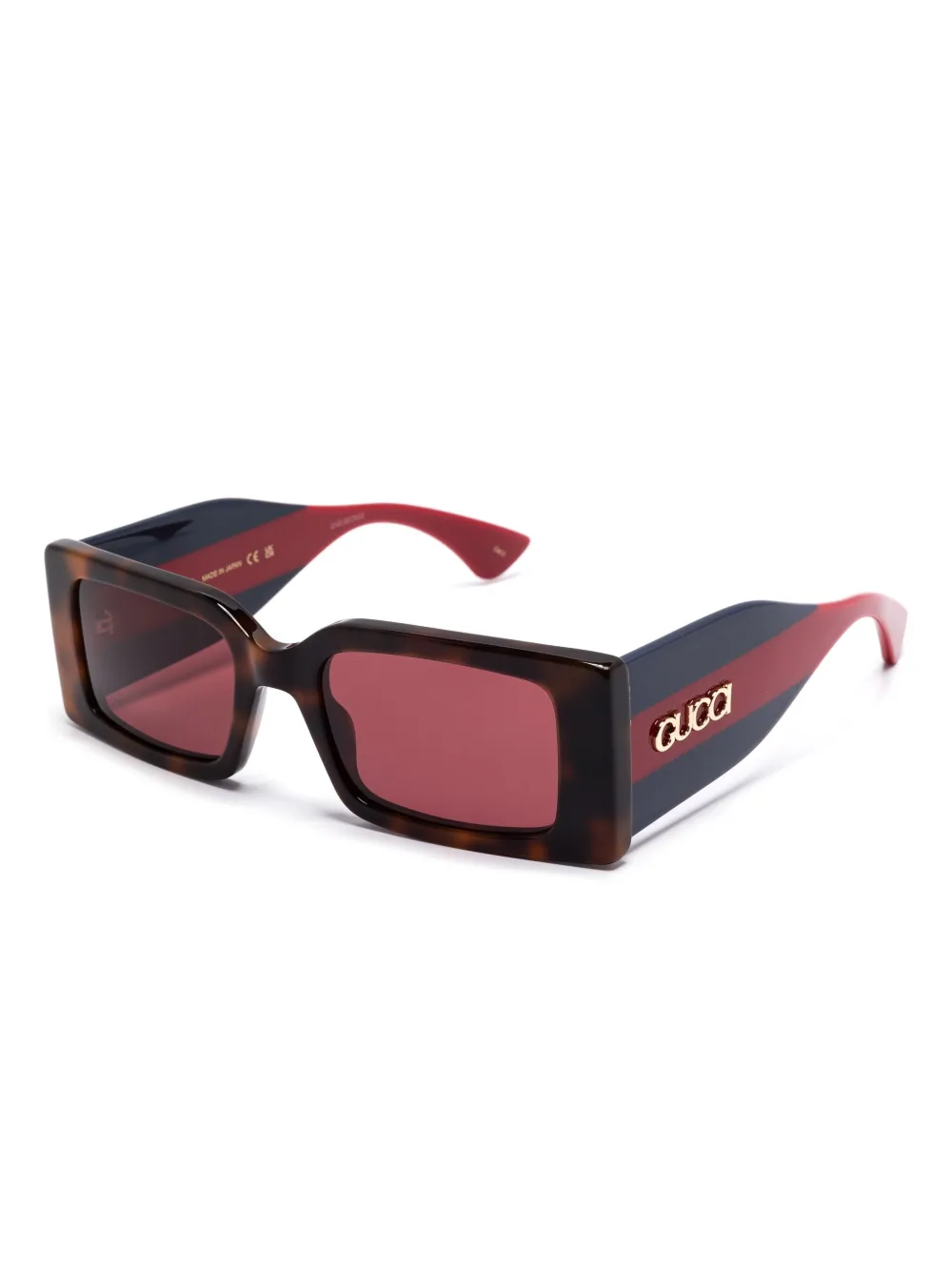Gucci Eyewear Zonnebril met rechthoekig montuur - Bruin