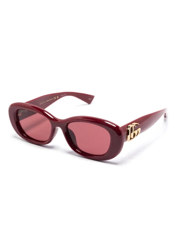 お歳暮 時期 サングラス オーバルフレーム Eyewear Gucci | JP FARFETCH | レッド 小物