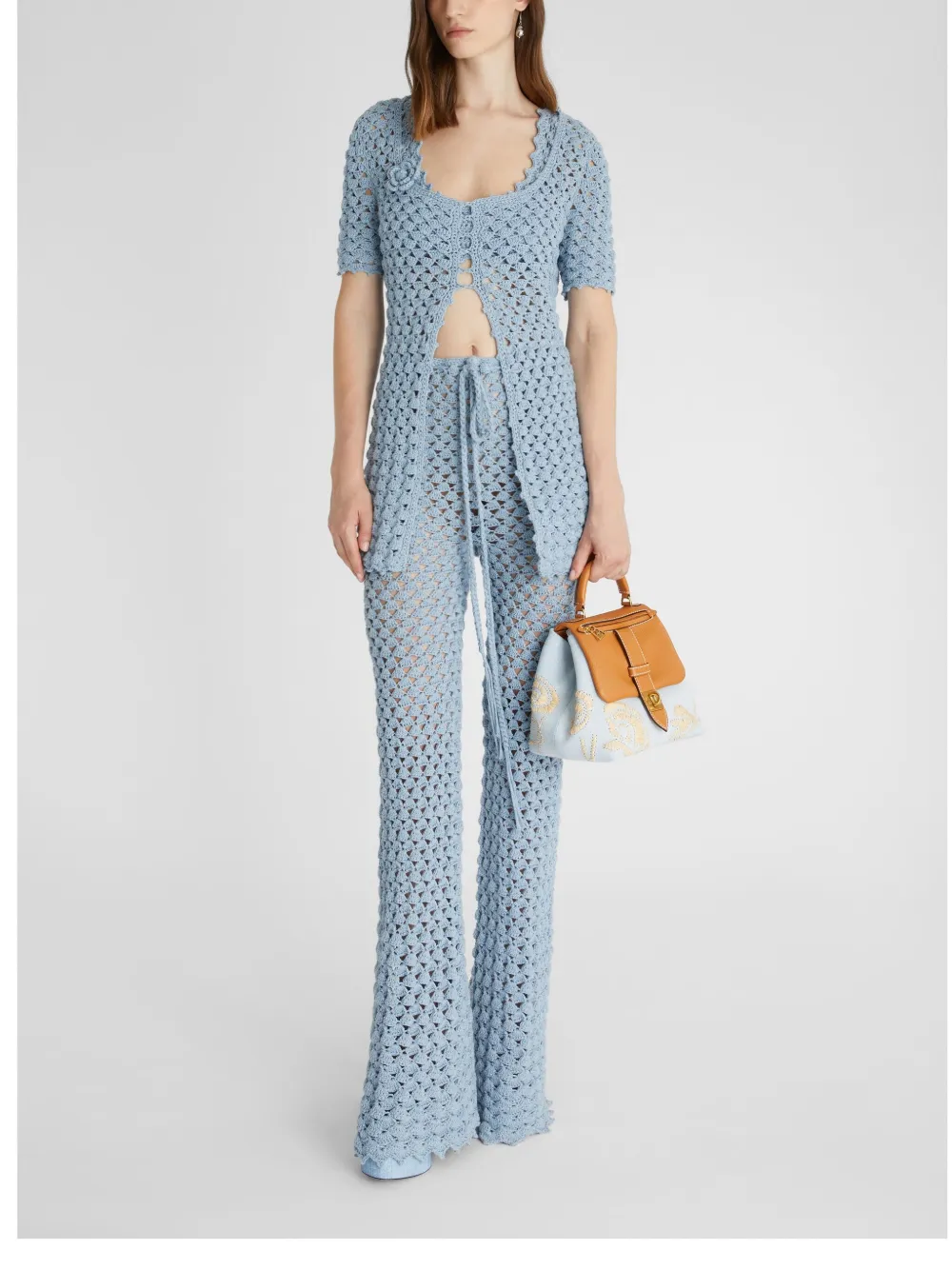 Ermanno Scervino crochet-knit cotton cardigan - Blauw