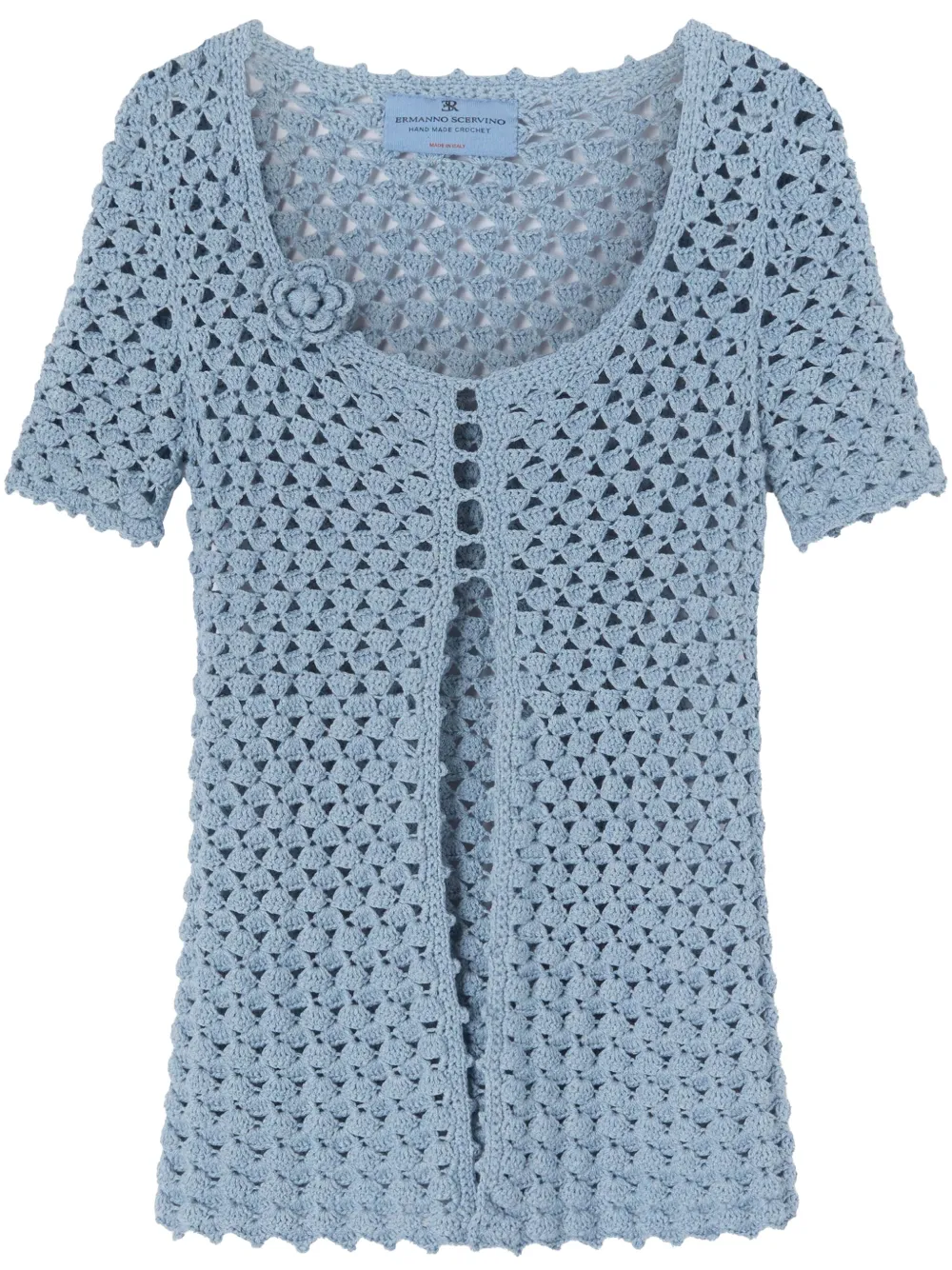 Ermanno Scervino crochet-knit cotton cardigan | Blue | Image 1