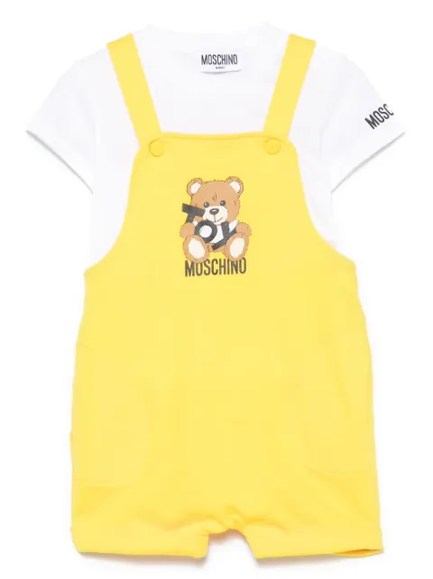 Moschino Kids set de vestido estilo overol Teddy Bear