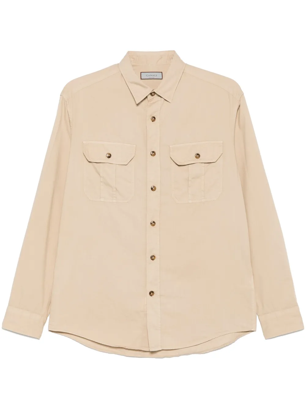 Canali Twill overhemd Beige