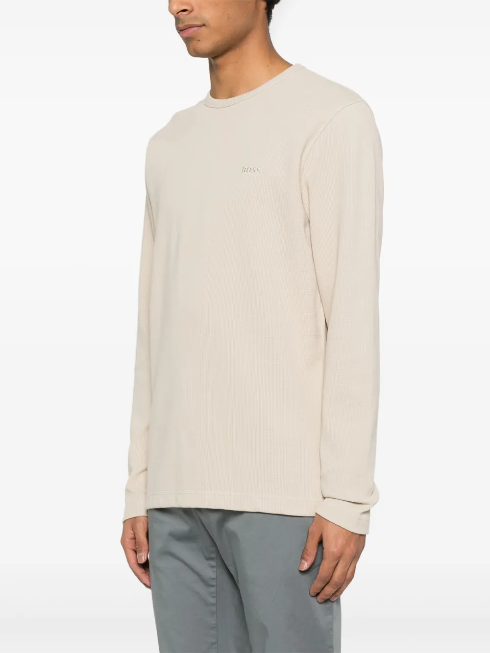 Hugo Boss Logo-embroidered Sweater In Neutrals