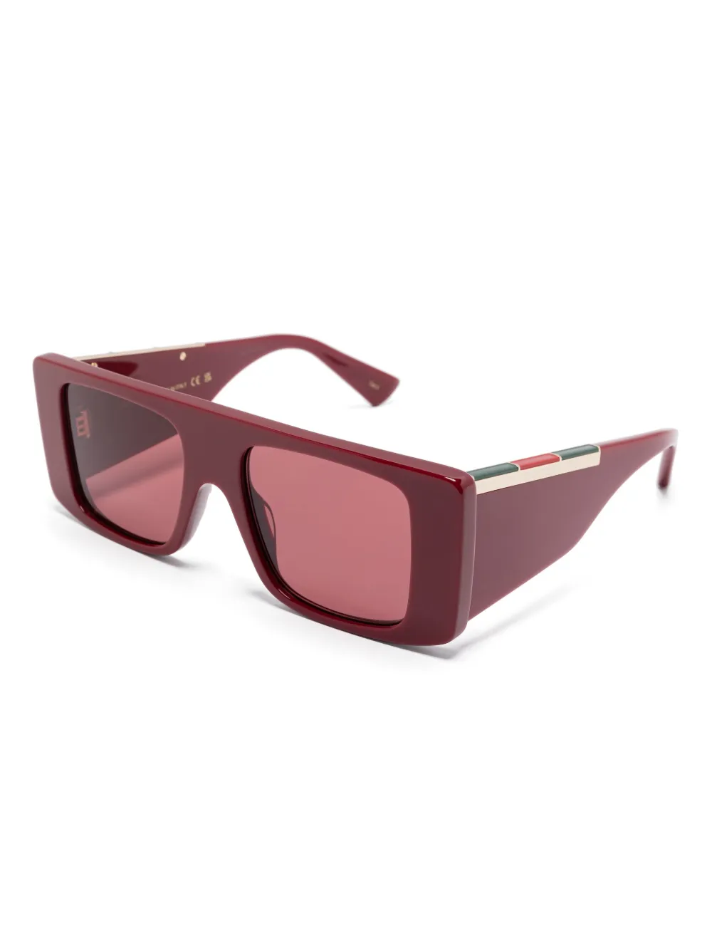 guccieyewear Gucci Eyewear Zonnebril met rechthoekig montuur - Rood