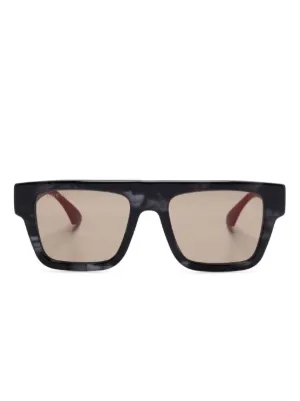 Gucci Eyewear スクエアフレーム サングラス | ブルー | FARFETCH JP