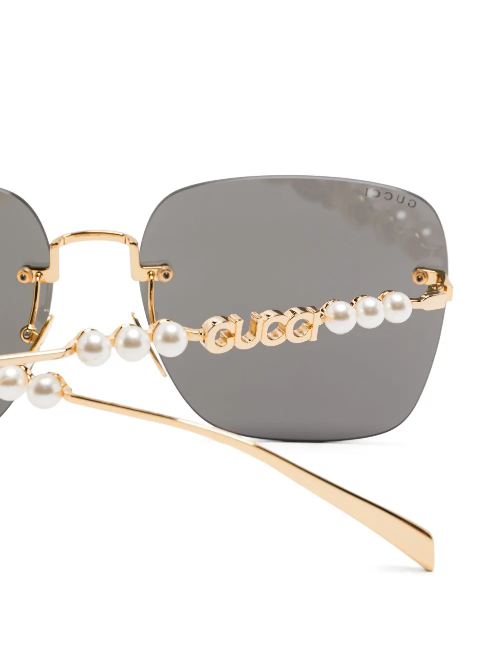 Gucci Eyewear Zonnebril met vierkant montuur Goud