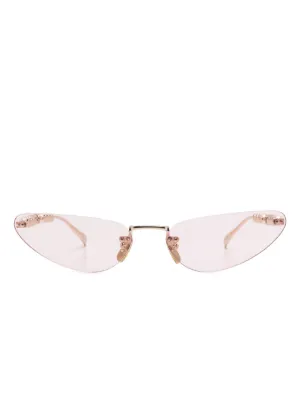 Gucci Eyewear half-rim geometric-frame Sunglasses | Gold | FARFETCH