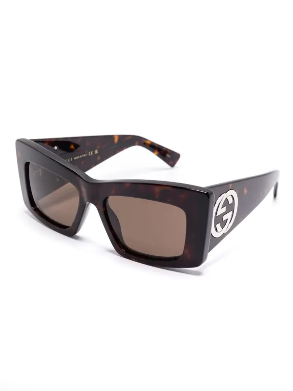 Gucci Eyewear スクエアフレーム サングラス | ブラウン | FARFETCH JP