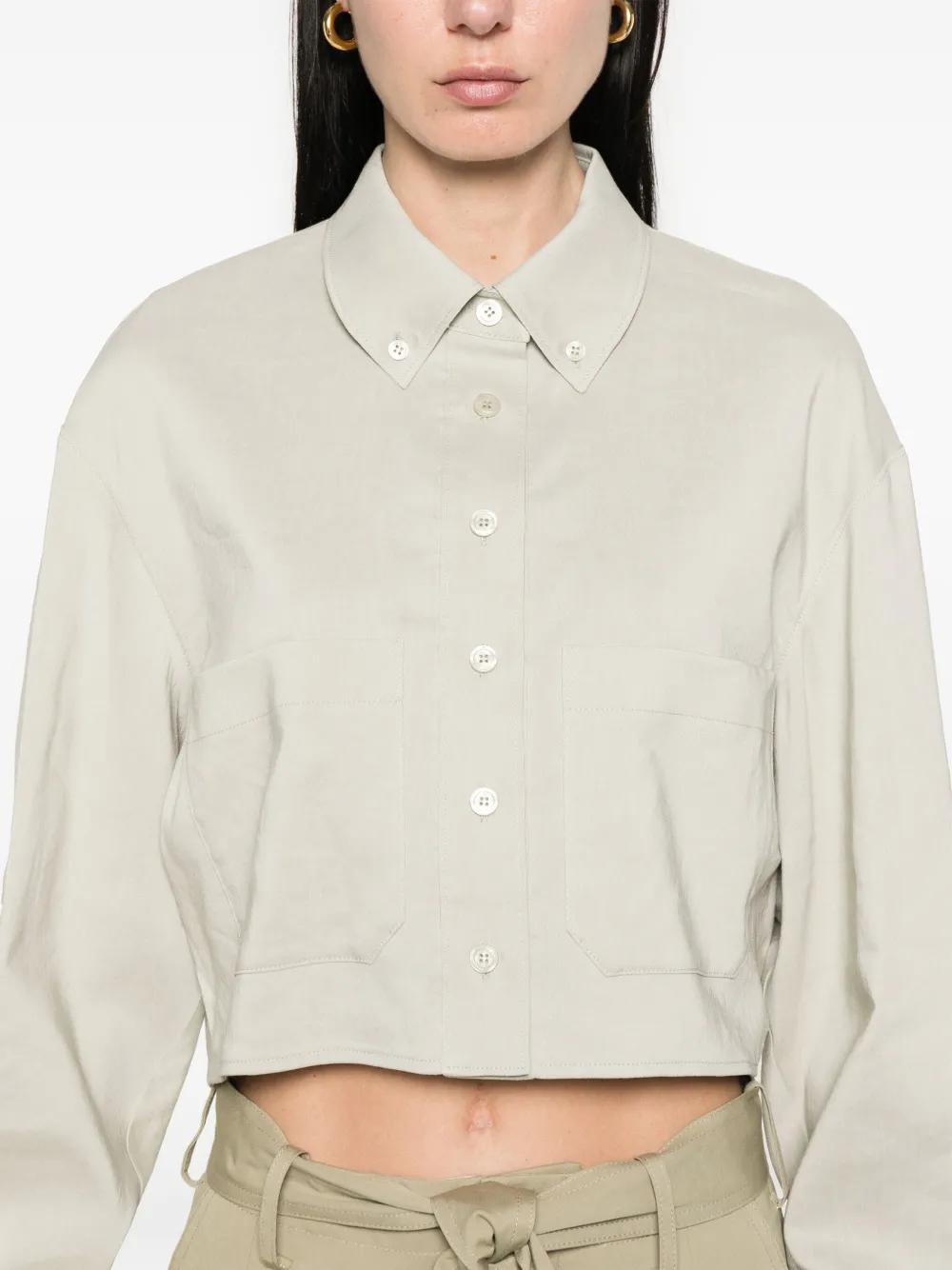 Low Classic Cropped blouse met zak Groen
