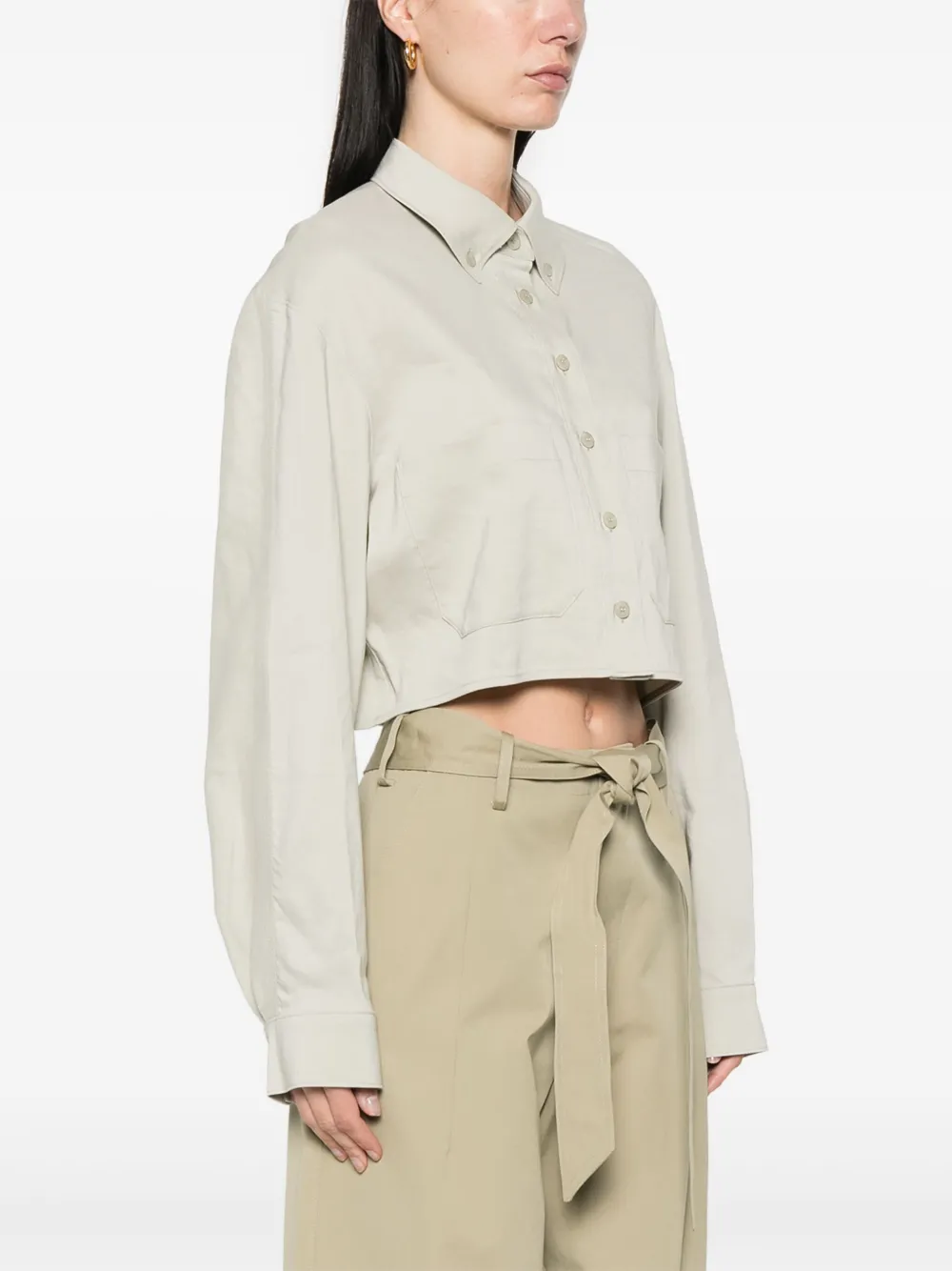 Low Classic Cropped blouse met zak Groen