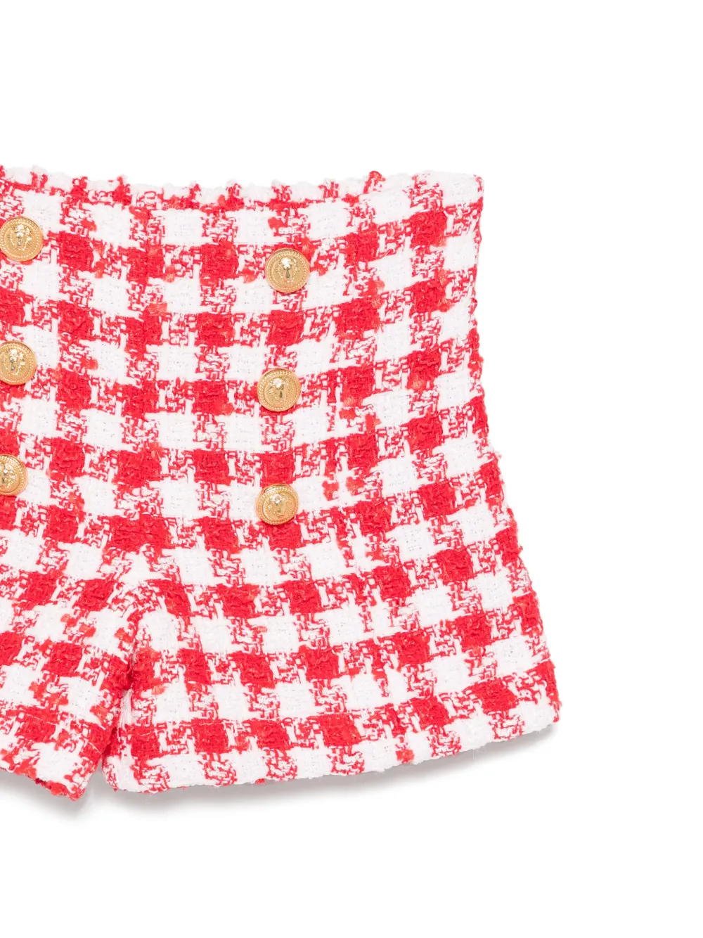 Balmain Kids Geruite shorts Rood